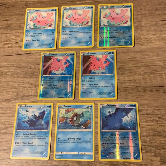 Pokemon TCG Corsola/Lapras/Feebas/Mantine Bundle (8 Cards) - Picture 1 of 12
